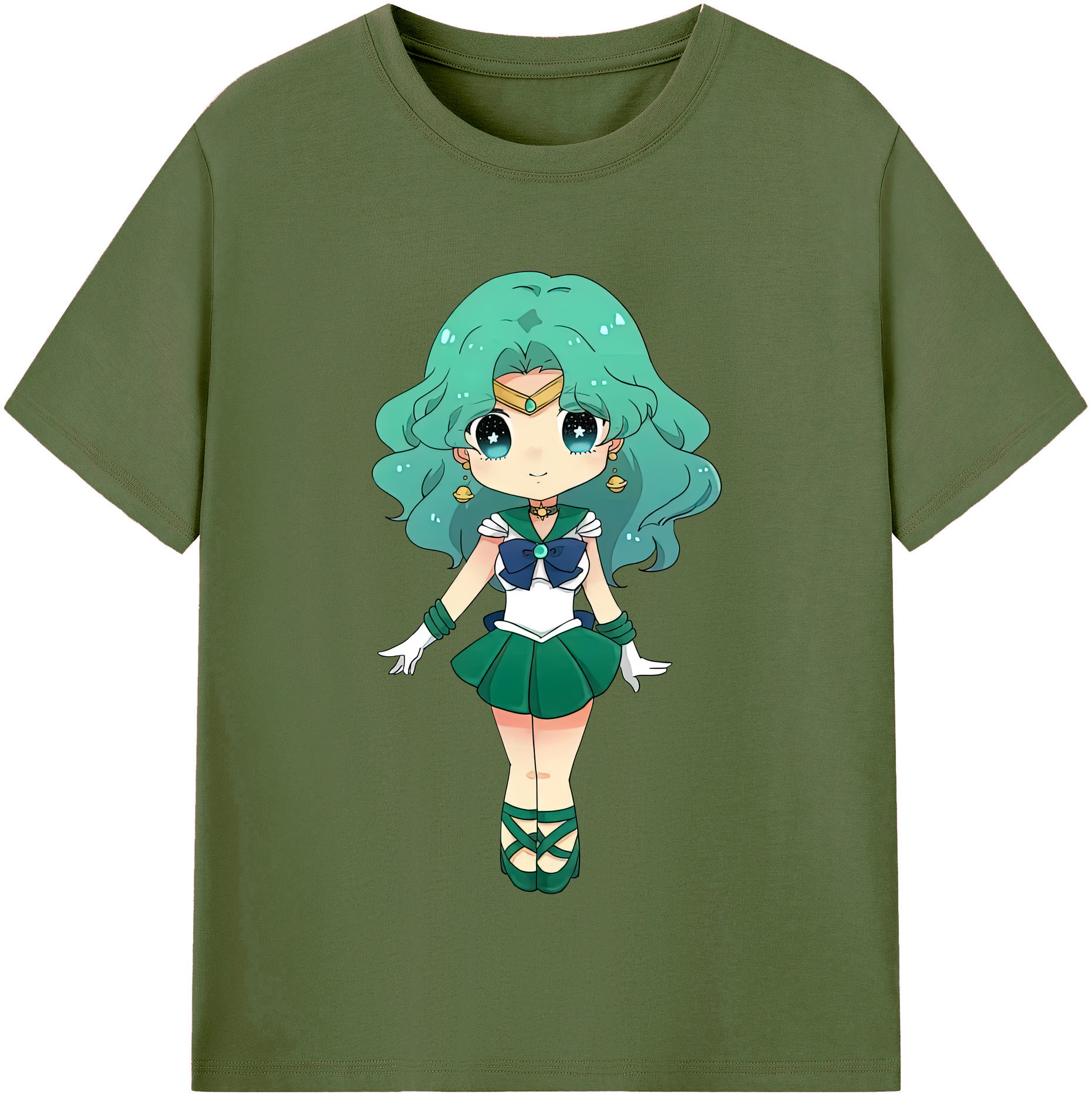 （画像用） 美少女戦士セーラームーン 海王 みちる（かいおう みちる） Sailor Moon Kaiou Michiru 綿100％半袖Tシャツ（フロントプリント）